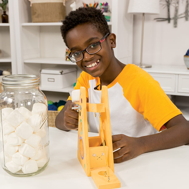 Example of a prior kit: Assemble a marshmallow trebuchet!